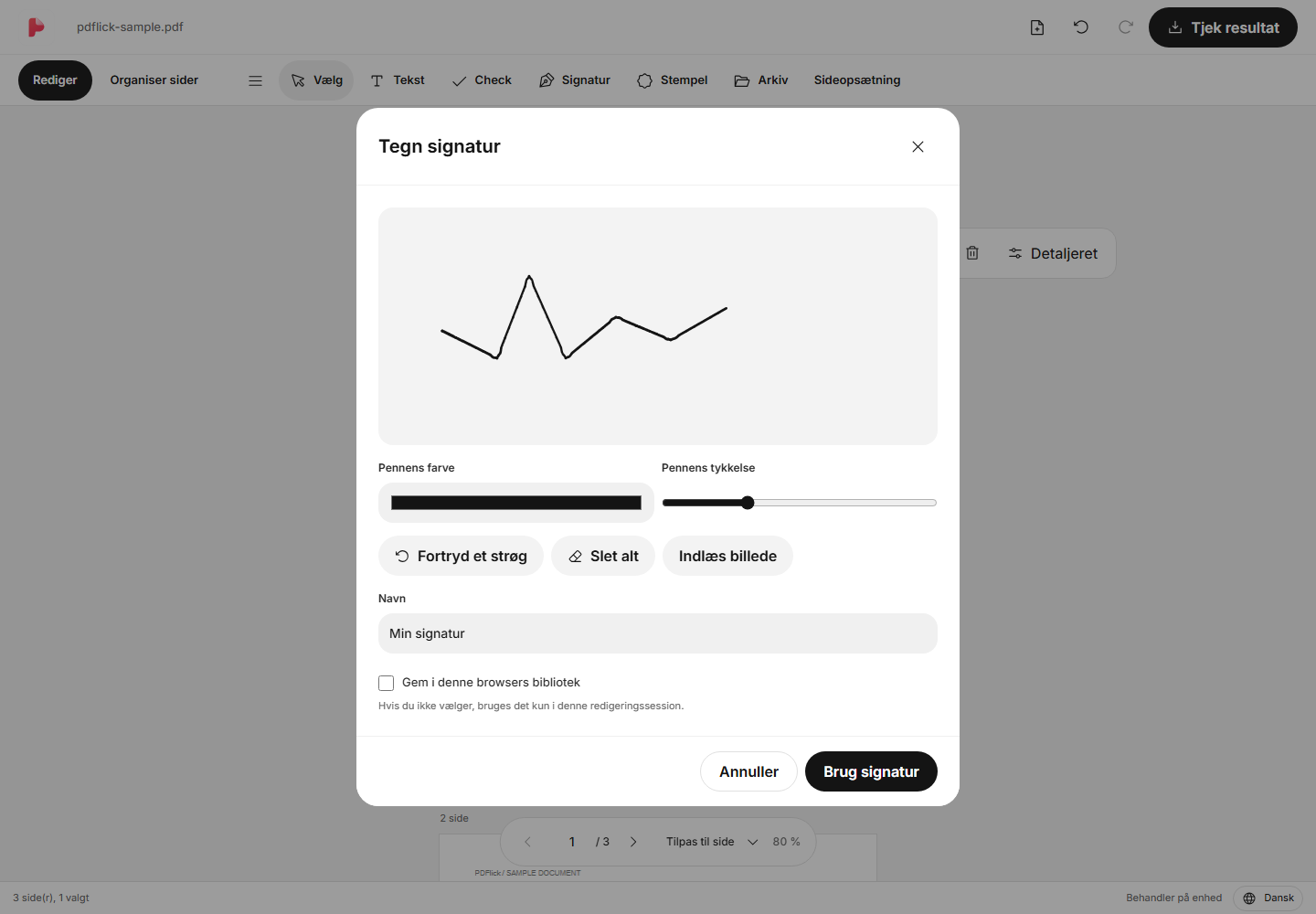 Hvordan man indsætter en håndtegnet signatur i PDF Redigeringsskærm