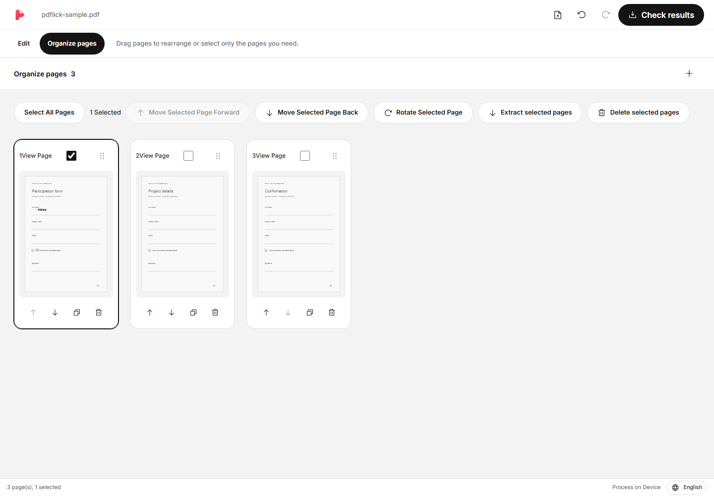 How to merge multiple PDFs and change the page order Editing Screen