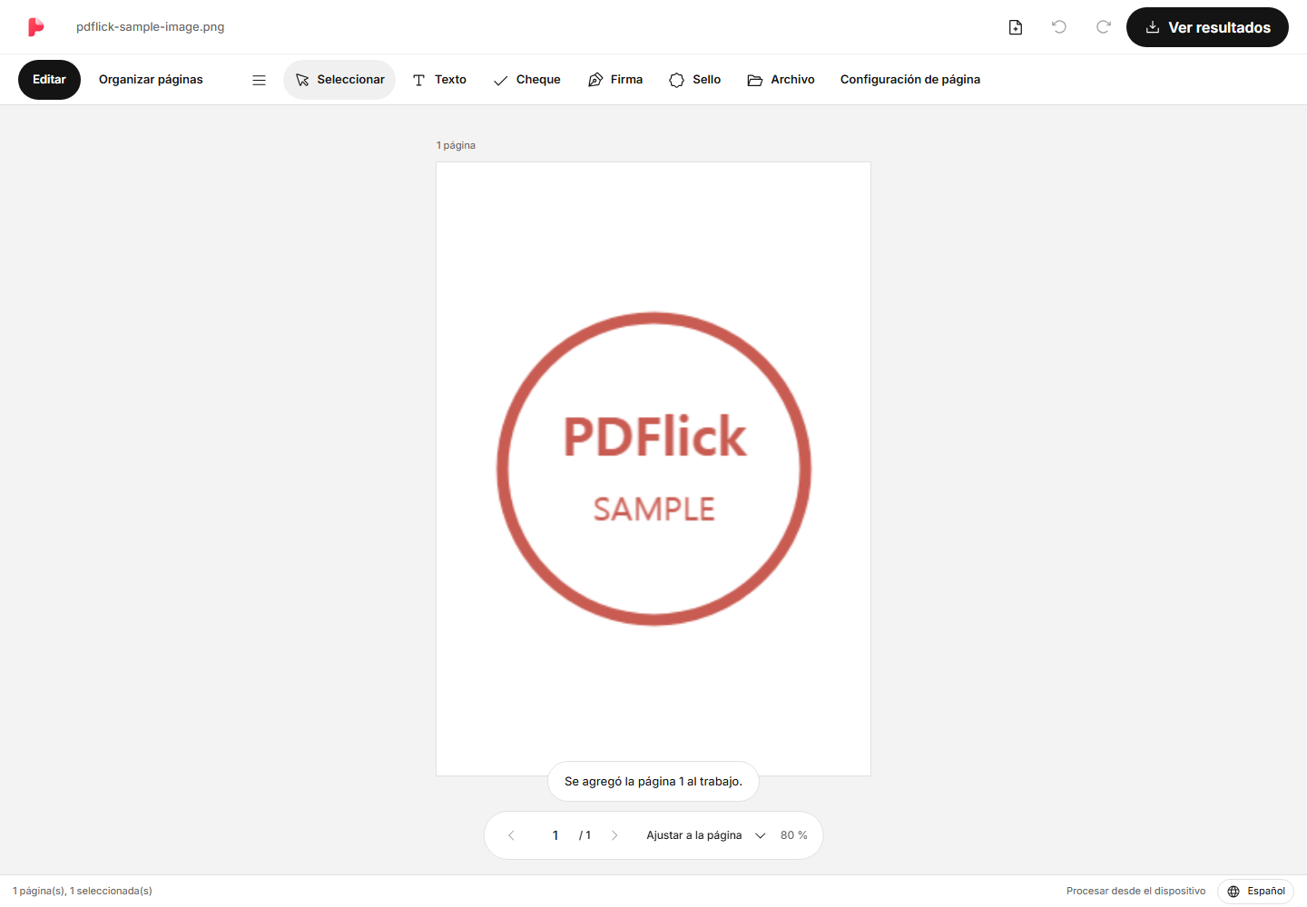 Cómo cambiar JPG y PNG a PDF y ajustar el papel y los márgenes Pantalla de edición
