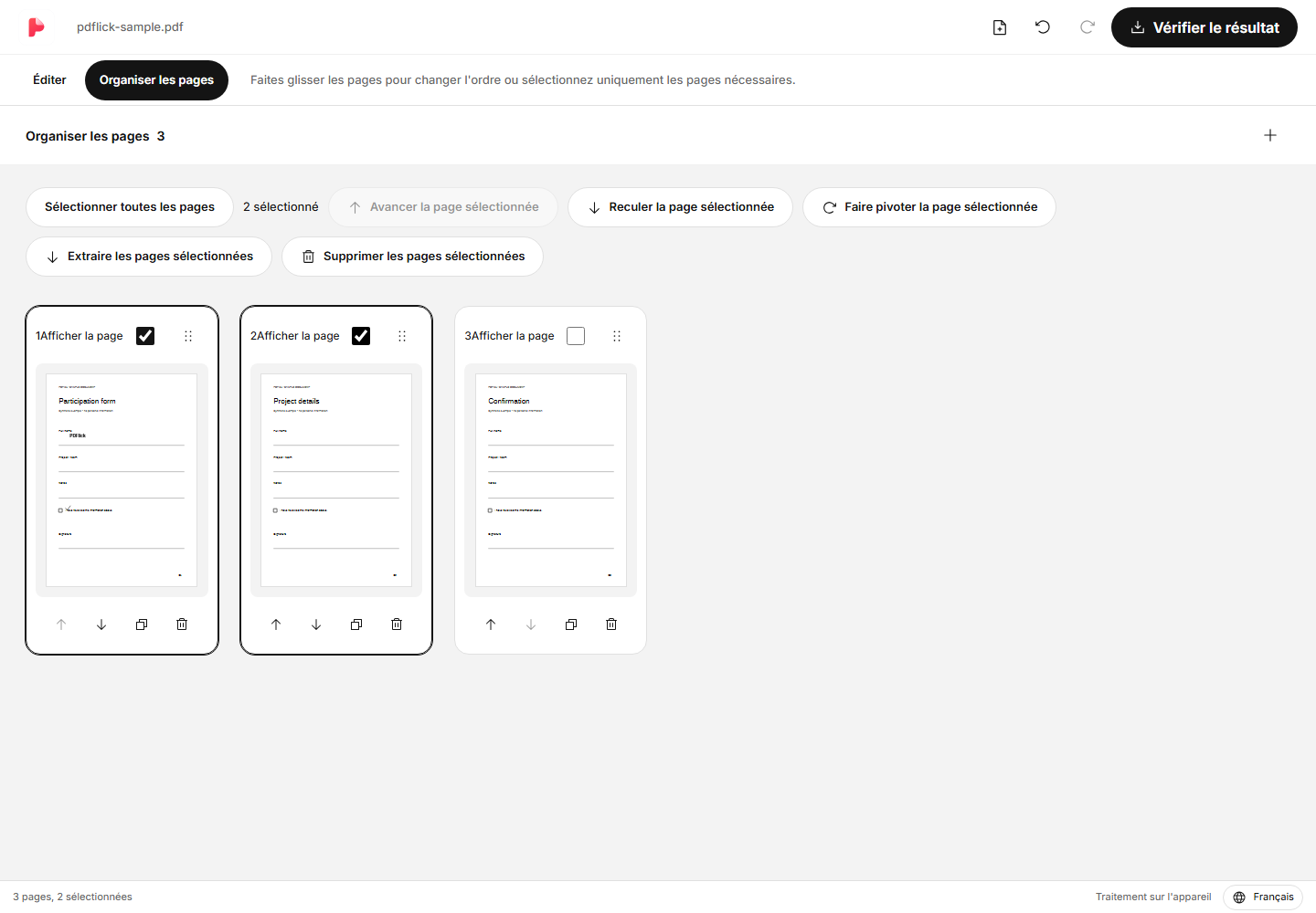 Comment extraire uniquement les pages nécessaires de PDF, faire pivoter ou supprimer des pages Editing Screen