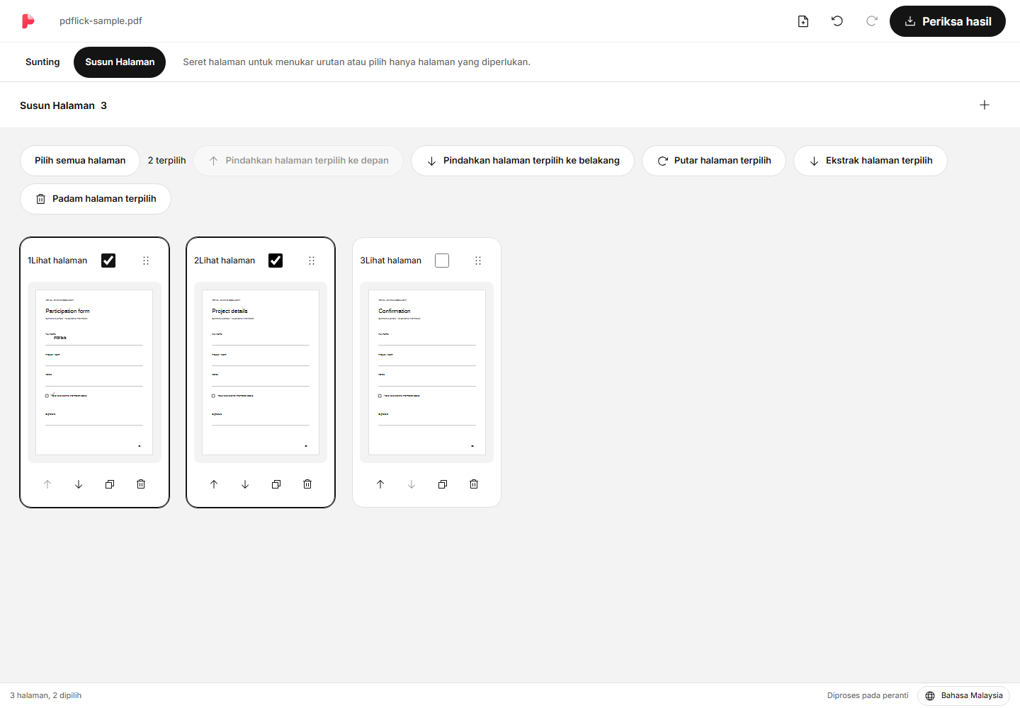 Cara mengekstrak hanya halaman yang diperlukan dari PDF dan memutar/menghapusnya Skrin penyuntingan