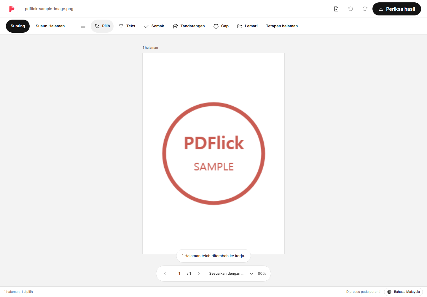 Cara menukar JPG·PNG ke PDF dan menyesuaikan kertas dan margin Skrin penyuntingan