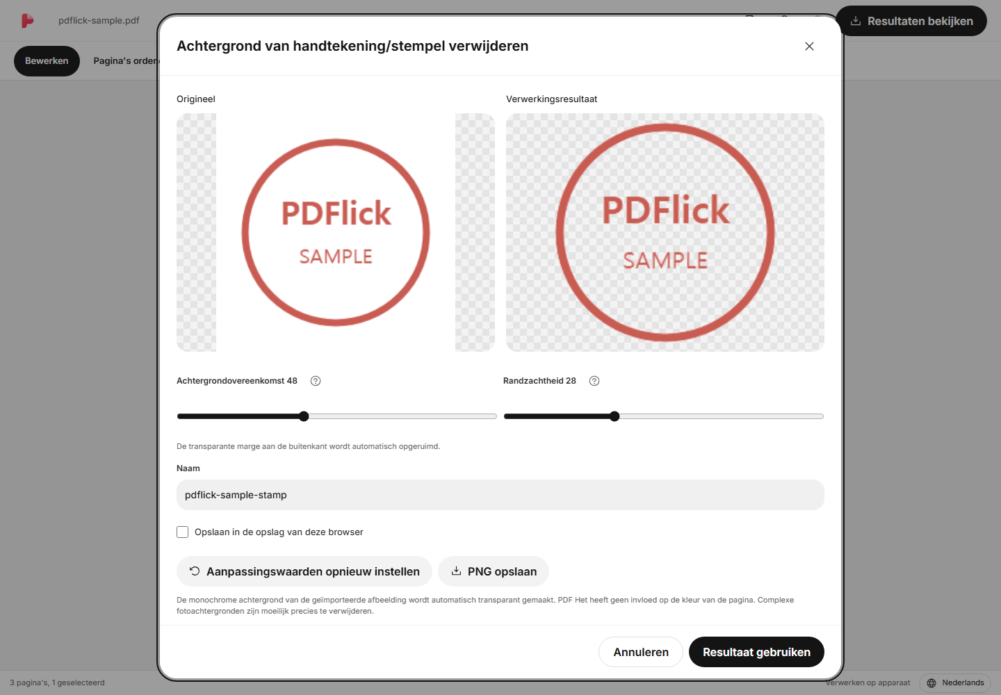 >Hoe u de witte achtergrond van een stempelbeeld verwijdert en in PDF zet Bewerkingsscherm<