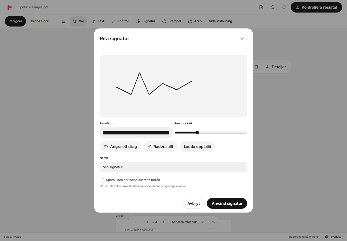Hur man lägger in en självritad signatur i PDF Redigeringsskärm