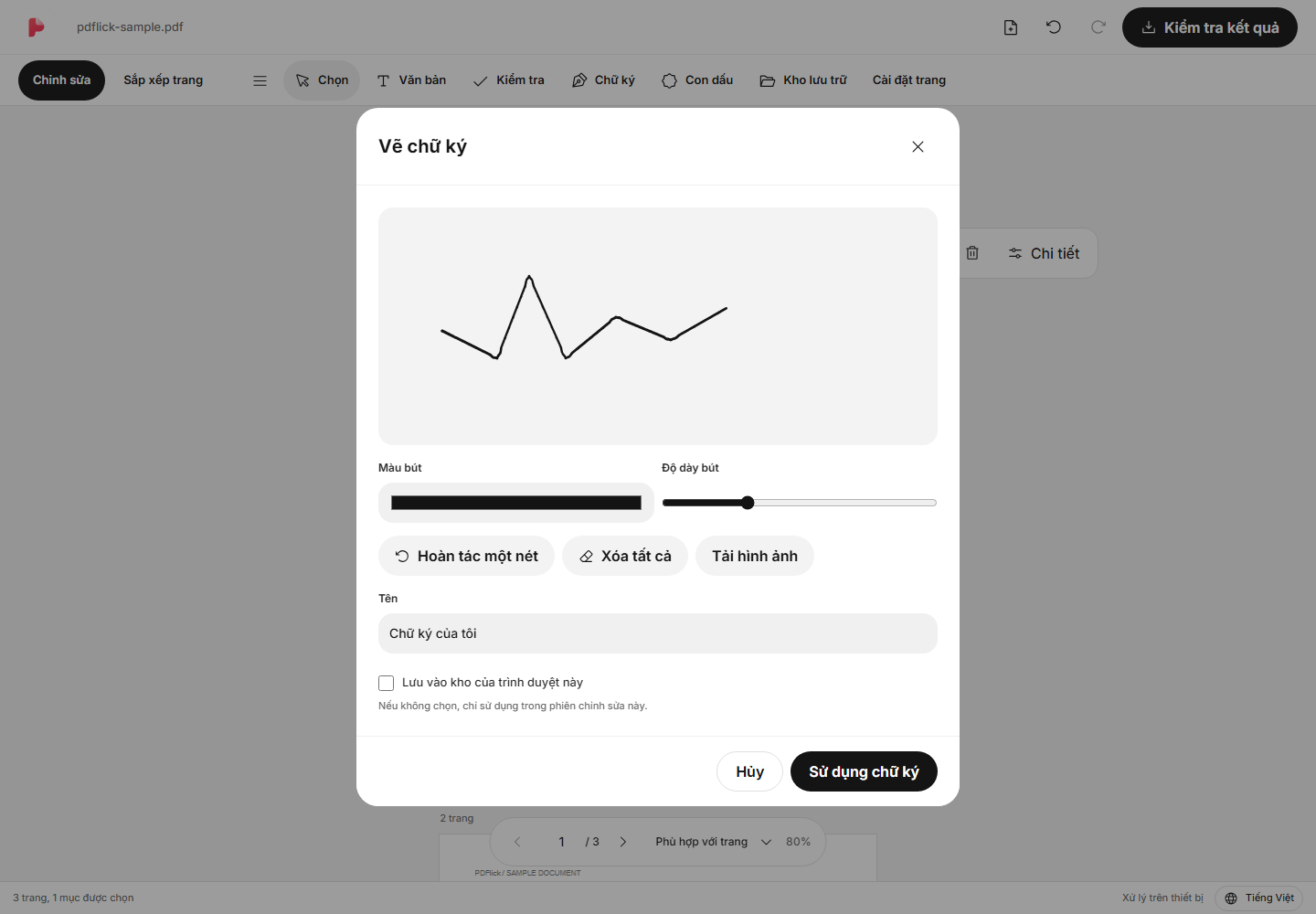 Cách đưa chữ ký vẽ trực tiếp vào PDF Màn hình chỉnh sửa