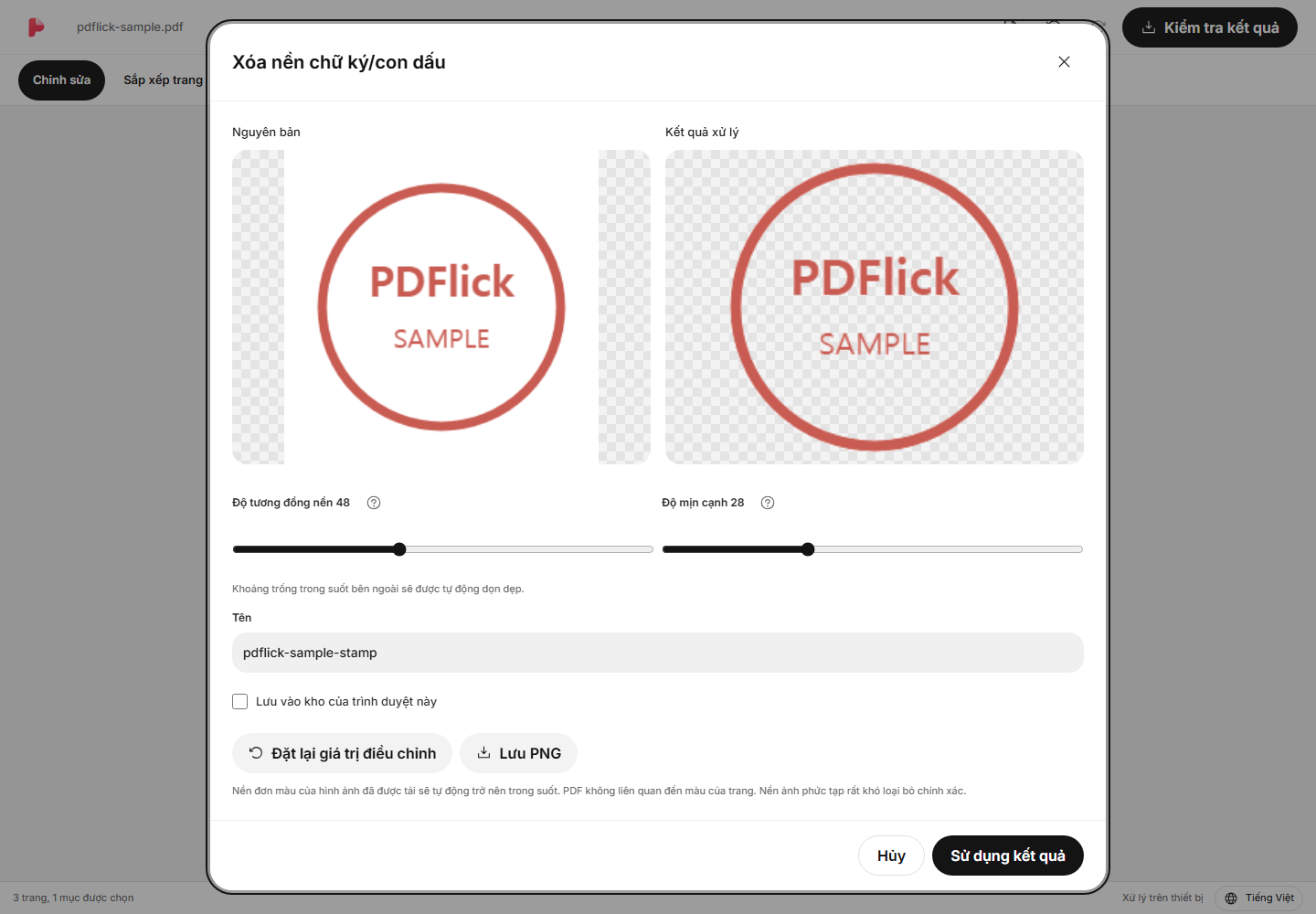 Cách loại bỏ nền trắng của hình ảnh con dấu và đặt vào PDF Màn hình chỉnh sửa